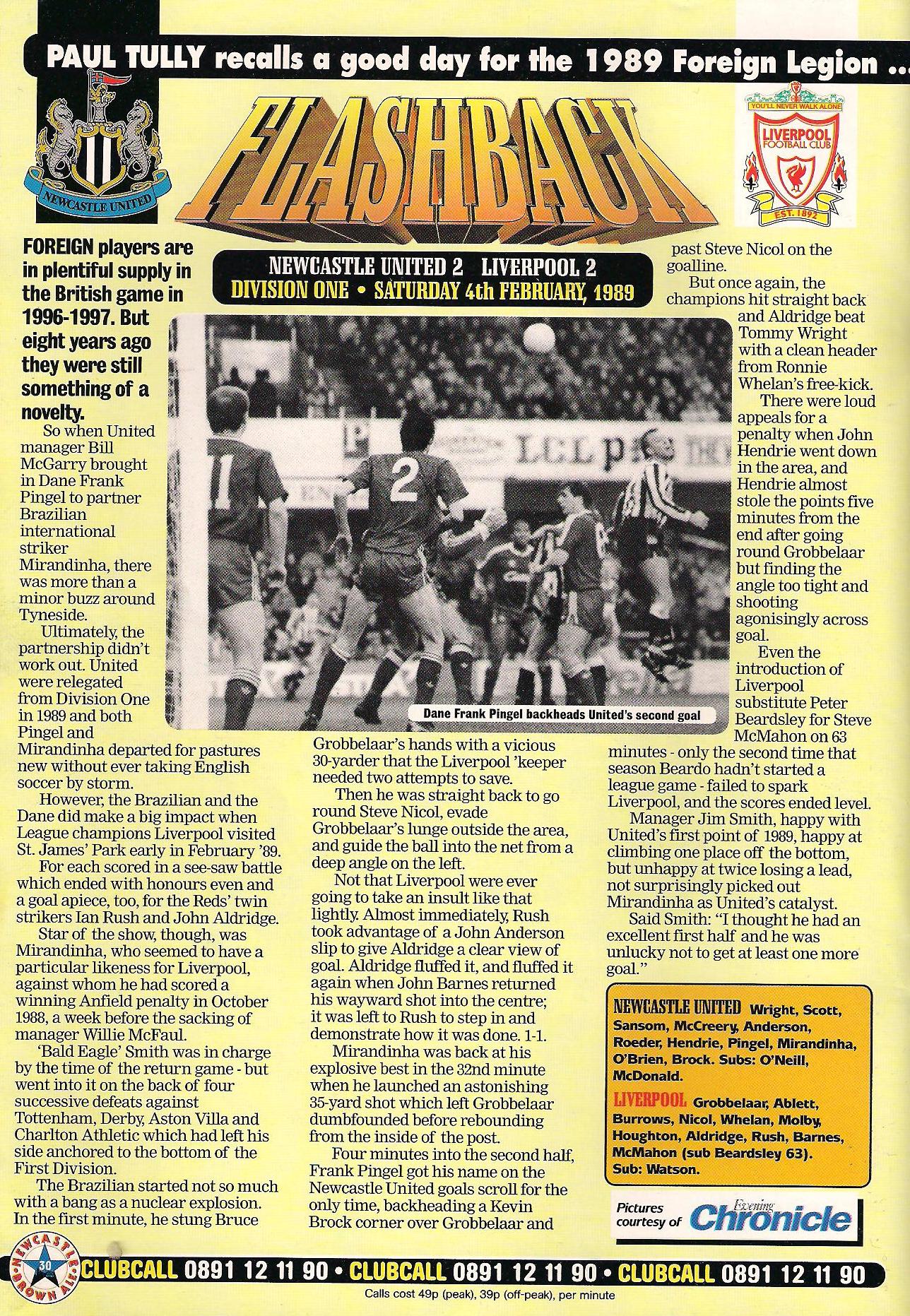 Newcastle match programme article